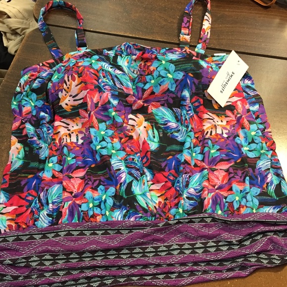 Swimsuits For All Swim Nwt Swimsuits For All Maui Bandeau Blouson Tankini Top Poshmark